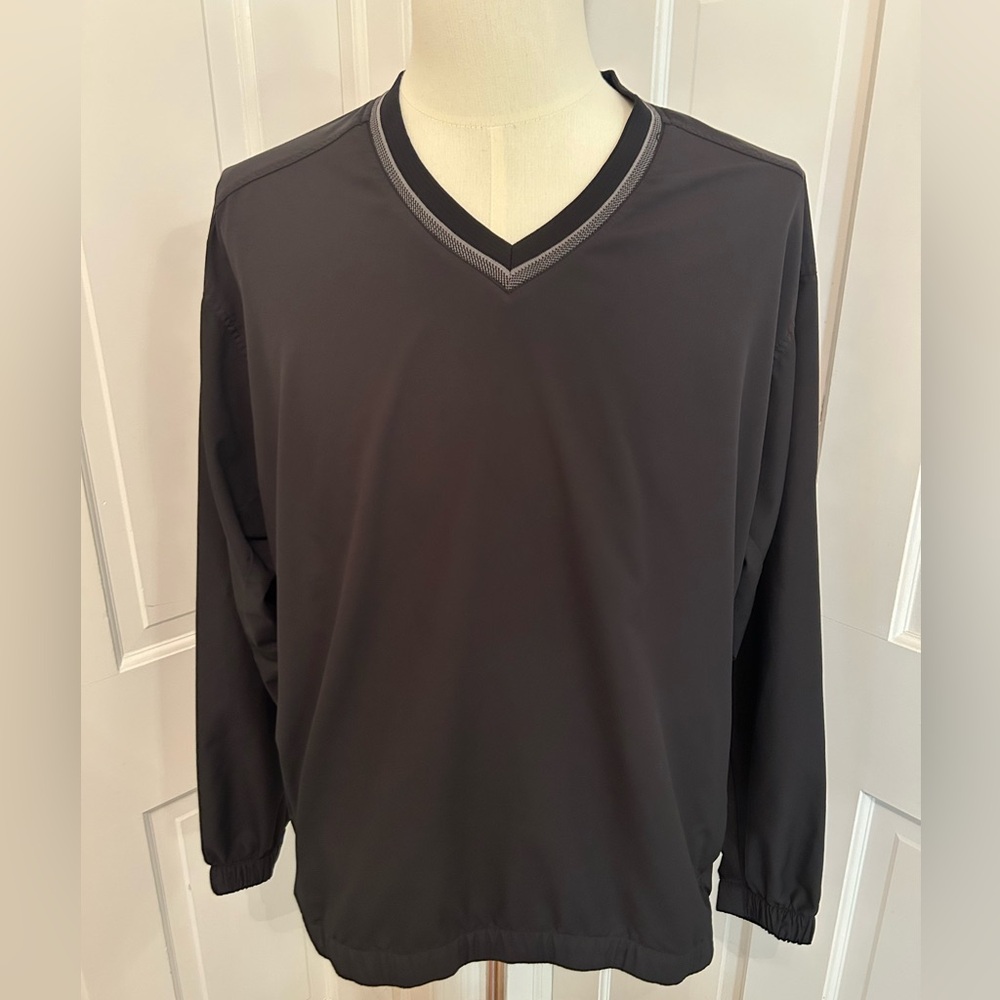 NIKE GOLF Windbreaker Pullover Black V Neck Men’s L Lightweight Layer Minimalist